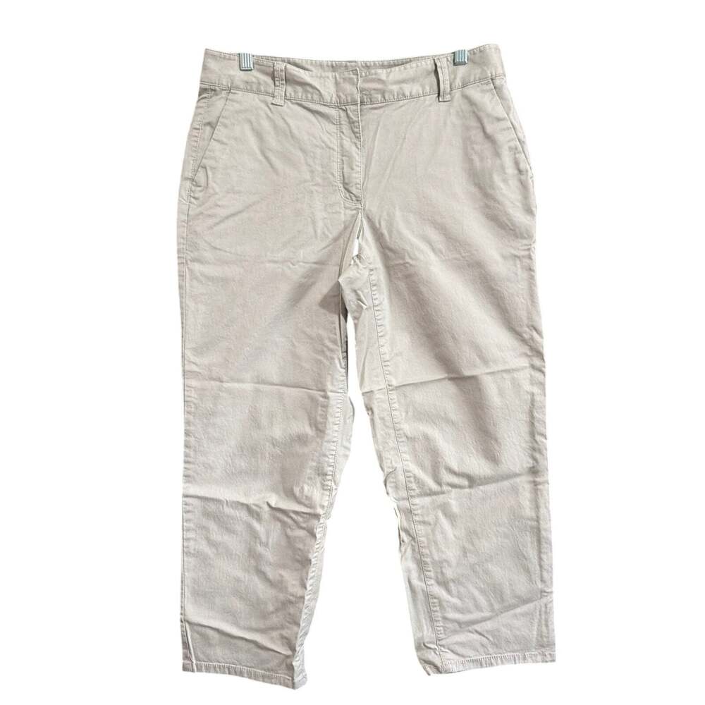 Ann Taylor Womens Pants Tan Khaki Slash Pocket Mid Rise Cropped Stretch 8